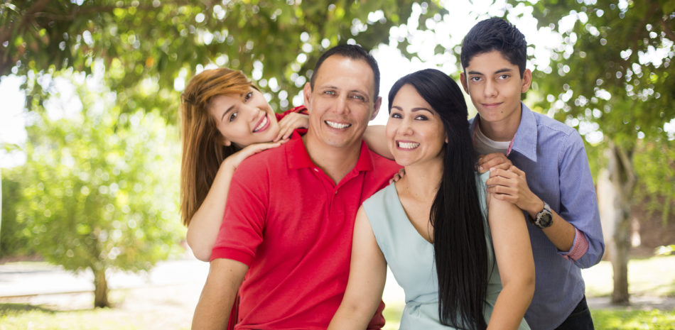 multi-cultured family outside