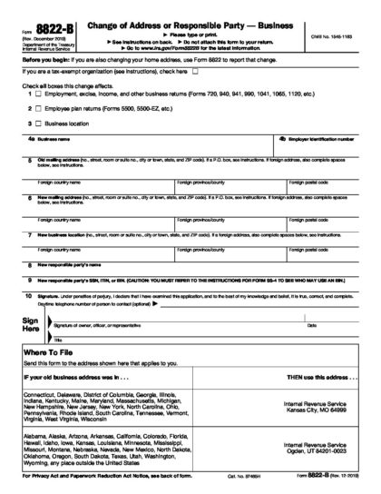 Form 8822 B (Rev. Dec2019) - WSPTA